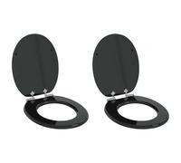 vidaXL Asiento de inodoro de cierre suave 2 pcs Negro 44 x 38 cm