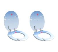 vidaXL Asiento de inodoro de cierre suave 2 uds. Azul 44 x 38 cm