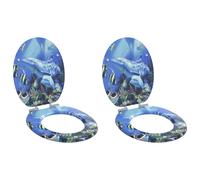 vidaXL Asiento de inodoro de cierre suave 2 uds. Azul 44 x 38 cm