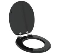 vidaXL Asiento de Inodoro de Cierre Suave Negro 44 x 38 cm, Accesorios Modernos de baño, Funda de Inodoro estilosa, Tapa de Cierre Suave, diseño cómodo de MDF