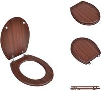 vidaXL Asiento de inodoro de MDF, tapa de diseño sencillo, color marrón - Asientos de inodoro