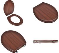 vidaXL Asiento de váter de MDF, tapa de diseño sencillo, color marrón - Asiento de inodoro - Asientos de inodoro - Asiento de váter - Asientos de váter