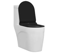 vidaXL Asiento de WC Ajustable Negro 50 x 36,5 x 5 cm Polipropileno, Asiento de Inodoro Moderno, Resistente Accesorio de Baño, Diseño Cómodo, Adaptable, Estilo Limpio para Mejorar