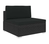 vidaXL Asiento seccional central y cojines 1 ud ratán sintético negro
