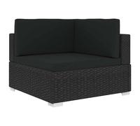 vidaXL Asiento seccional de esquina con cojines 1 ud ratán PE negro