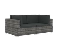 vidaXL Asiento seccional de esquina 2 piezas con cojines ratán PE gris