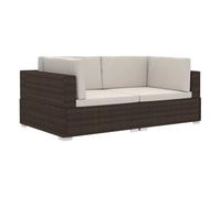 vidaXL Asiento seccional de esquina con cojines Ratán PE Negro y Blanco Brown 2 piezas