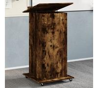 vidaXL Atril con Ruedas y cajón Madera Roble Ahumado 55x55x107 cm