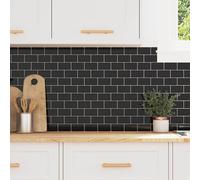 vidaXL Azulejo de metro 50 pcs Negro 30 x 30 cm Poliuretano y PET