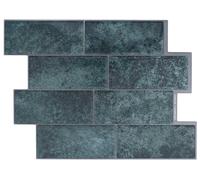 vidaXL Azulejos para metro, 50 unidades, azul verdoso, 29 x 21 cm, poliuretano y PET