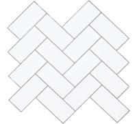 vidaXL Baldosa tipo "fischgräten" (escamas de pescado), 50 unidades, blanco y gris, 30 x 30 cm