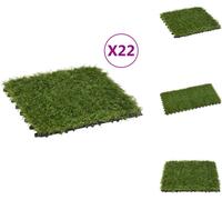 vidaXL Baldosas de césped artificial, 22 unidades, color verde, 30x30 cm - Plantas artificiales