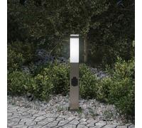vidaXL Baliza de luz con toma de corriente de 50 cm, acero inoxidable, IP44
