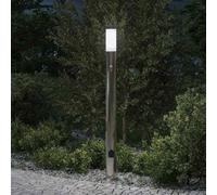 vidaXL Baliza luminosa con sensor y toma de corriente, 110 cm, acero inoxidable, IP44