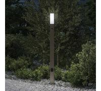 vidaXL Baliza luminosa con sensor y toma de corriente, 110 cm, acero inoxidable, IP44