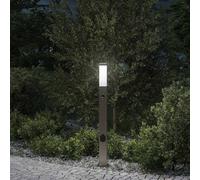 vidaXL Baliza luminosa con sensor y toma de corriente, 80 cm, acero inoxidable, IP44