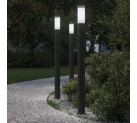 vidaXL Balizas de luz, 3 unidades, 110 cm, acero inoxidable, IP44