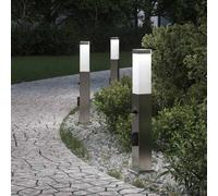 vidaXL Balizas de luz con sensor y toma de corriente, 3 unidades, 50 cm, acero inoxidable, IP44