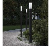 vidaXL Balizas de luz con sensor y tomacorriente 3 uds 110 cm negro
