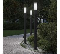 vidaXL Balizas de luz con sensor y tomacorriente, 3 unidades, 110 cm, acero inoxidable, IP44