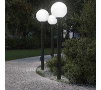vidaXL Balizas de luz con sensor y tomacorriente, 3 unidades, 120 cm, color negro, IP44