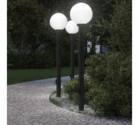 vidaXL Balizas de luz con toma de corriente 3 uds 120 cm negro IP44