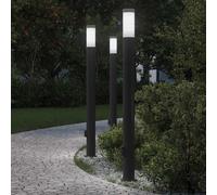 vidaXL Balizas de luz con toma de corriente, 3 unidades, 110 cm, acero inoxidable, IP44