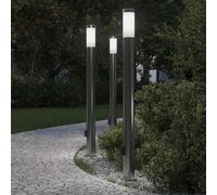 vidaXL Balizas de luz con toma de corriente, 3 unidades, 110 cm, acero inoxidable, IP44