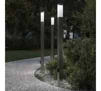 vidaXL Balizas de luz con toma de corriente, 3 unidades, 110 cm, acero inoxidable, IP44