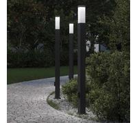 vidaXL Balizas de luz con toma de corriente, 3 unidades, 110 cm, color negro, IP44
