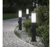 vidaXL Balizas de luz con toma de corriente, 3 unidades, 50 cm, acero inoxidable, IP44