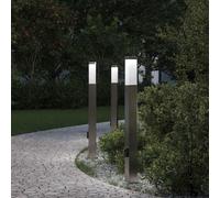 vidaXL Balizas de luz con toma de corriente, 3 unidades, 80 cm, acero inoxidable, IP44