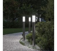 vidaXL Balizas de luz con toma de corriente, 3 unidades, 80 cm, acero inoxidable, IP44