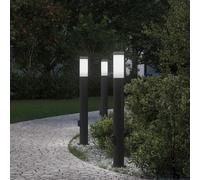 vidaXL Balizas de luz con toma de corriente, 3 unidades, 80 cm, acero inoxidable, IP44