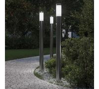 vidaXL Balizas luminosas con sensor, 3 unidades, 110 cm, acero inoxidable, IP44