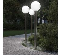 vidaXL Balizas luminosas con sensor, 3 unidades, 120 cm, acero inoxidable, IP44