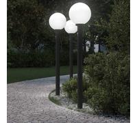vidaXL Balizas luminosas con sensor, 3 unidades, 120 cm, color negro, IP44
