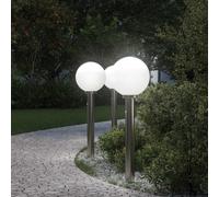 vidaXL Balizas luminosas con sensor, 3 unidades, 80 cm, acero inoxidable, IP44
