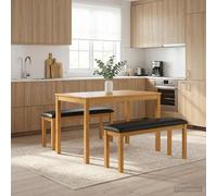 vidaXL Banco de comedor 95 x 32 x 45 cm madera maciza de roble negro, banco rectangular moderno para cocina, comedor, minimalista en roble macizo, falta la parte posterior, ideal para compañía