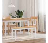 vidaXL Banco 110 cm madera maciza caucho blanco