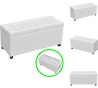 vidaXL Banco acolchado para sentarse, tapizado en cuero sintético blanco - Bancos para recibidores y pasillos