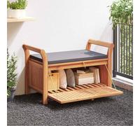 vidaXL Banco almacenaje jardín con cojín madera maciza de acacia 91 cm