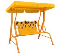vidaXL Banco Balancín para Niños Jardín Terraza Columpio Asiento Silla Patio Hamaca Aire Libre Pabellón Dibujos Balcón Exterior Tela Amarillo