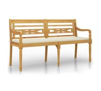 Vidaxl banco batavia cojín color crema madera maciza de teca 150 cm
