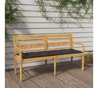 vidaXL Banco Batavia con cojín antracita madera maciza de teca 150 cm
