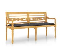 Vidaxl banco batavia con cojín antracita madera maciza de teca 150 cm
