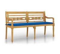 Banco Batavia Con Cojín Azul Real Madera Maciza De Teca 150 Cm Vidaxl