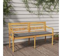 vidaXL Banco Batavia con cojín gris madera maciza de teca 150 cm