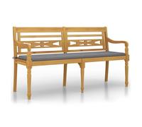 Banco Batavia Con Cojín Gris Madera Maciza De Teca 150 Cm Vidaxl