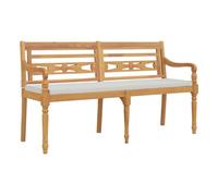 vidaXL Banco Batavia con cojín – madera maciza de teca 150 cm
